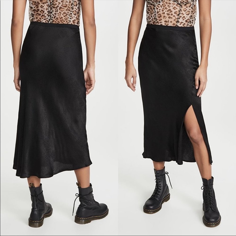 Anine Bing Dolly Midi Skirt Black Snake Print